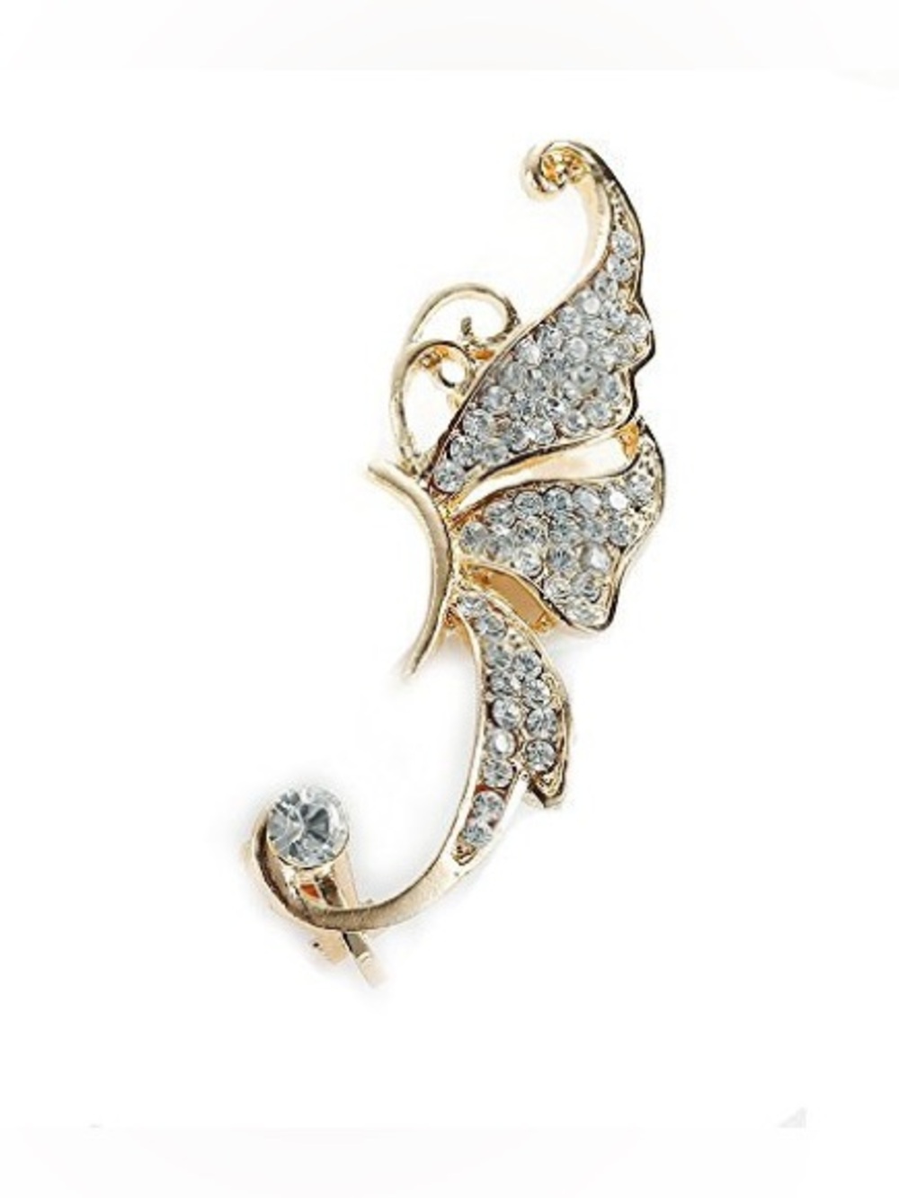 NWOT Gold Butterfly Ear Cuff Clip On Stud Wrap Earrings For Left Ear Only